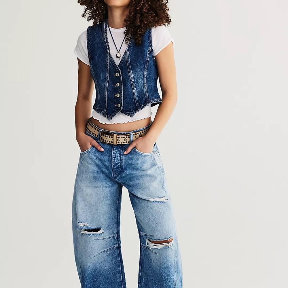 Free People We The Free Good Luck Mid-Rise Barrel Jeans